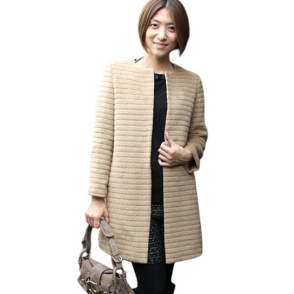 United Arrows cream luxury long fur coat size 38 - Picture 1 of 9